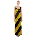 Black And Yellow Caution Maxi Thigh Split Dress