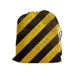 Black And Yellow Caution Drawstring Pouch (XL)