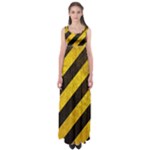 Black And Yellow Caution Empire Waist Maxi Dress