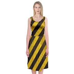 Black And Yellow Caution Midi Sleeveless Dress from ArtsNow.com