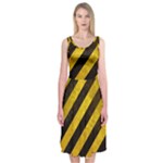 Black And Yellow Caution Midi Sleeveless Dress