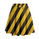 Black And Yellow Caution High Waist Skirt