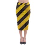 Black And Yellow Caution Midi Pencil Skirt