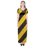 Black And Yellow Caution Short Sleeve Maxi Dress