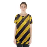 Black And Yellow Caution Skirt Hem Sports Top