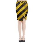 Black And Yellow Caution Midi Wrap Pencil Skirt