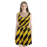 Black And Yellow Caution Split Back Mini Dress 