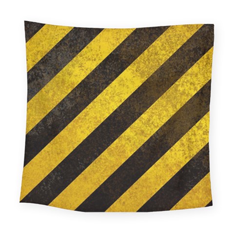 Black And Yellow Caution Square Tapestry (Large) from ArtsNow.com