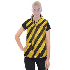 Black And Yellow Caution Women s Button Up Vest from ArtsNow.com