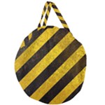 Black And Yellow Caution Giant Round Zipper Tote