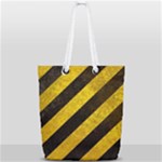 Black And Yellow Caution Full Print Rope Handle Tote (Small)