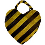 Black And Yellow Caution Giant Heart Shaped Tote