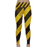 Black And Yellow Caution Lightweight Velour Classic Yoga Leggings