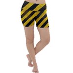 Black And Yellow Caution Lightweight Velour Yoga Shorts