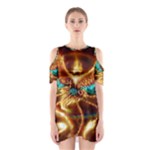 Fire Eagle Art Shoulder Cutout One Piece Dress