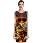 Fire Eagle Art Sleeveless Velvet Midi Dress