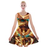 Fire Eagle Art Velvet Skater Dress