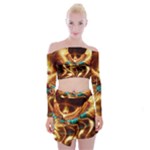 Fire Eagle Art Off Shoulder Top with Mini Skirt Set