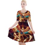 Fire Eagle Art Quarter Sleeve A-Line Dress