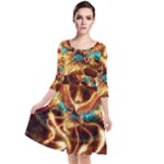 Fire Eagle Art Quarter Sleeve Waist Band Dress