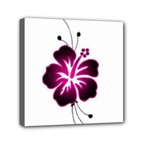 Pink Hawaiian Flower Mini Canvas 6  x 6  (Stretched) from ArtsNow.com