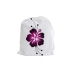 Pink Hawaiian Flower Drawstring Pouch (Medium)