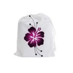 Pink Hawaiian Flower Drawstring Pouch (Large)