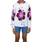 Pink Hawaiian Flower Kids  Long Sleeve Swimwear