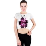 Pink Hawaiian Flower Crew Neck Crop Top