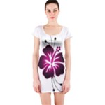 Pink Hawaiian Flower Short Sleeve Bodycon Dress