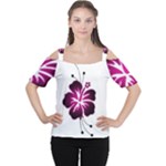 Pink Hawaiian Flower Cutout Shoulder Tee