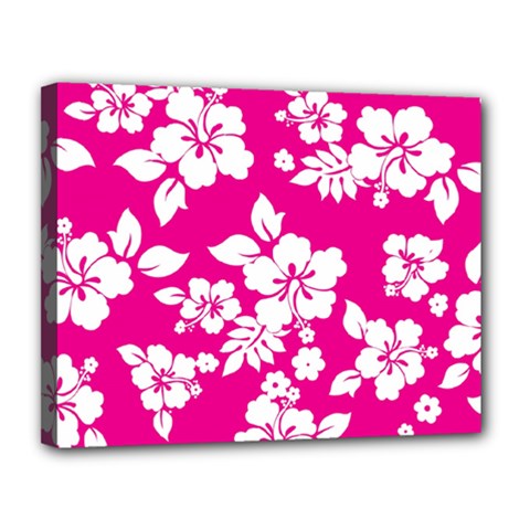 Pink Hawaiian Flowers Canvas 14  x 11  (Stretched) from ArtsNow.com