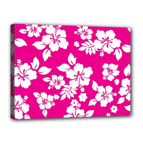 Pink Hawaiian Flowers Canvas 16  x 12  (Stretched) from ArtsNow.com