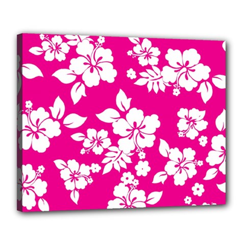 Pink Hawaiian Flowers Canvas 20  x 16  (Stretched) from ArtsNow.com