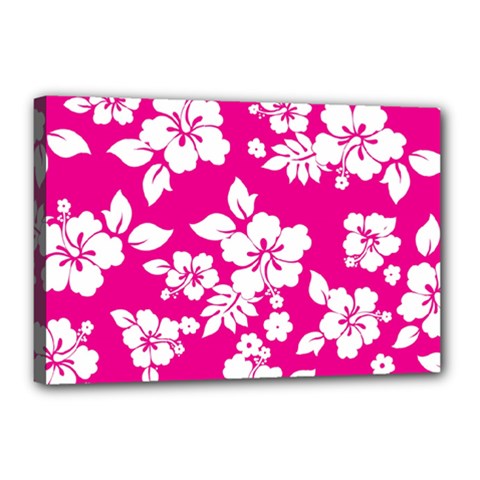 Pink Hawaiian Flowers Canvas 18  x 12  (Stretched) from ArtsNow.com