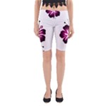 Pink Hawaiian Flower Yoga Cropped Leggings