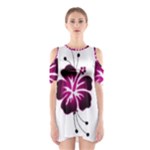 Pink Hawaiian Flower Shoulder Cutout One Piece Dress