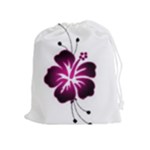 Pink Hawaiian Flower Drawstring Pouch (XL)