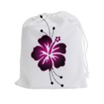 Pink Hawaiian Flower Drawstring Pouch (XXL)