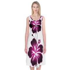 Pink Hawaiian Flower Midi Sleeveless Dress from ArtsNow.com