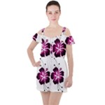 Pink Hawaiian Flower Ruffle Cut Out Chiffon Playsuit