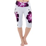 Pink Hawaiian Flower Lightweight Velour Cropped Yoga Leggings