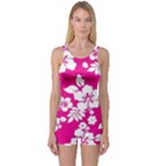 Pink Hawaiian Flowers One Piece Boyleg Swimsuit