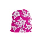 Pink Hawaiian Flowers Drawstring Pouch (Medium)