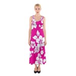 Pink Hawaiian Flowers Sleeveless Maxi Dress