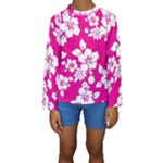 Pink Hawaiian Flowers Kids  Long Sleeve Swimwear