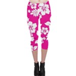 Pink Hawaiian Flowers Capri Leggings 