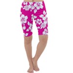 Pink Hawaiian Flowers Cropped Leggings 