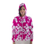 Pink Hawaiian Flowers Women s Hooded Windbreaker