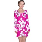 Pink Hawaiian Flowers Long Sleeve Nightdress